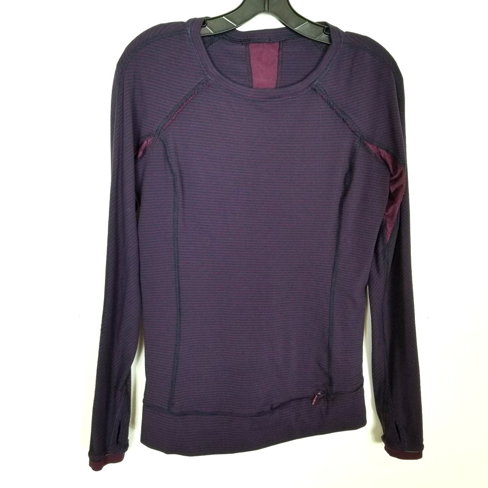 Lululemon Women Full Tilt Long Sleeve Top Sz S Hyper Stripe Plum Athletic